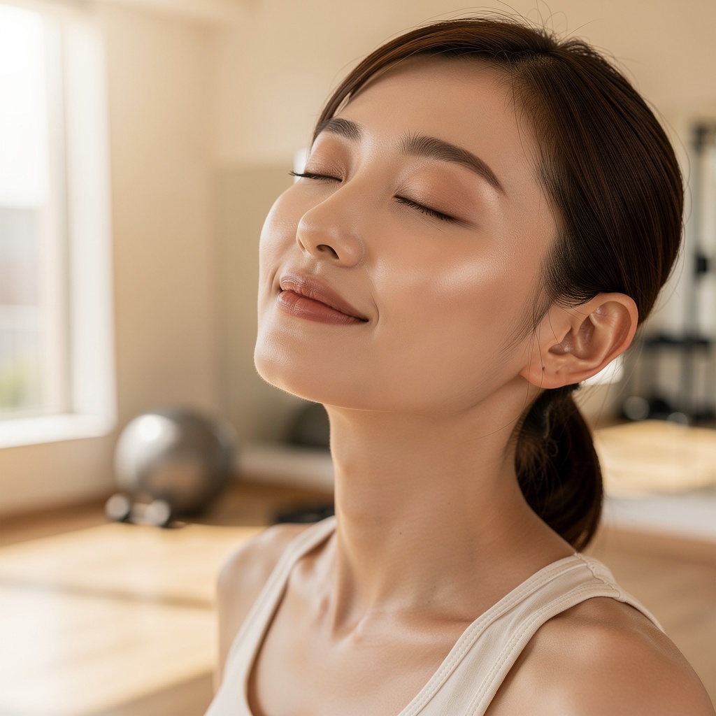 ストレッチでリラックスする女性